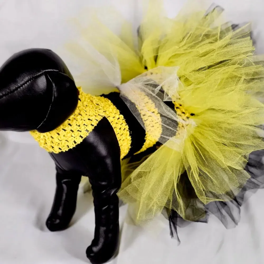 Handmade Bumblebee Pet Tutu Dress – Small Dog Costume NWT Yellow/Black
